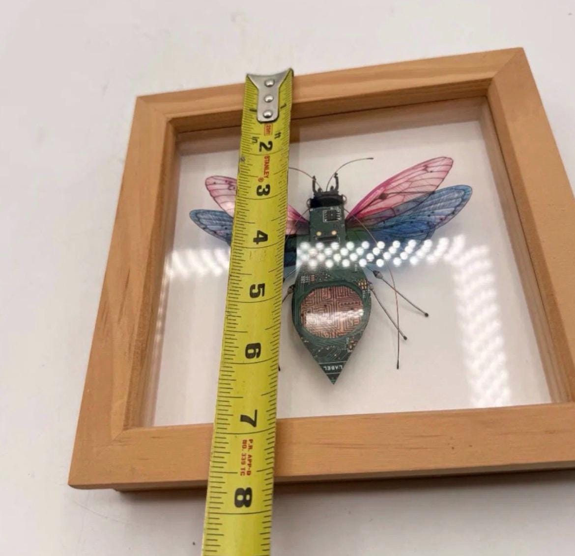 Circuit Board Insect Sculpture, Julie Alice Chappell Art - Wood Framed