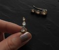 925 Sterling Silver Rainbow Moonstone Tear Drop Ear Climber Crawler Earrings 2”