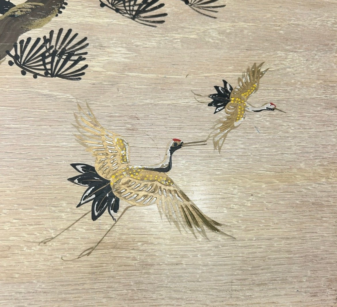 Vintage Japanese Hand Painted serving tray with cranes