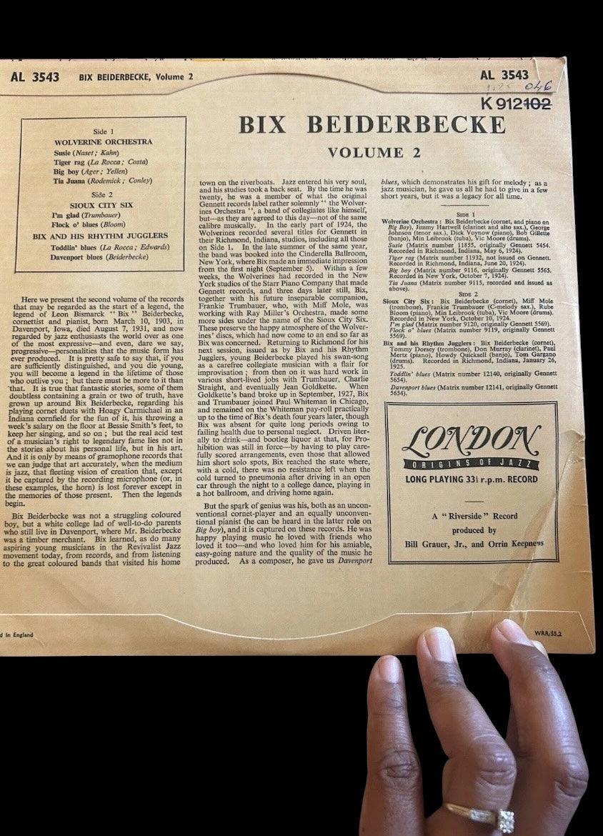 Bix Beiderbecke 10" Vinyl LP Bundle Vol 2 & The Wolverines London Estate Find