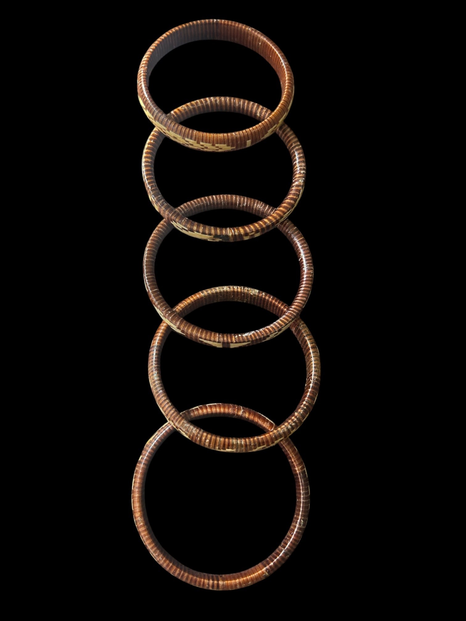 Vintage Lahu Tribal Bangle Bracelets Handwoven Rattan Cane Boho Ethnic Stack