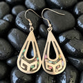 Vintage Taxco TL-17 Sterling Silver Abalone Teardrop Earrings ✨ Mexican 925 Silver Inlay Mosaic Boho Statement Dangle Drops