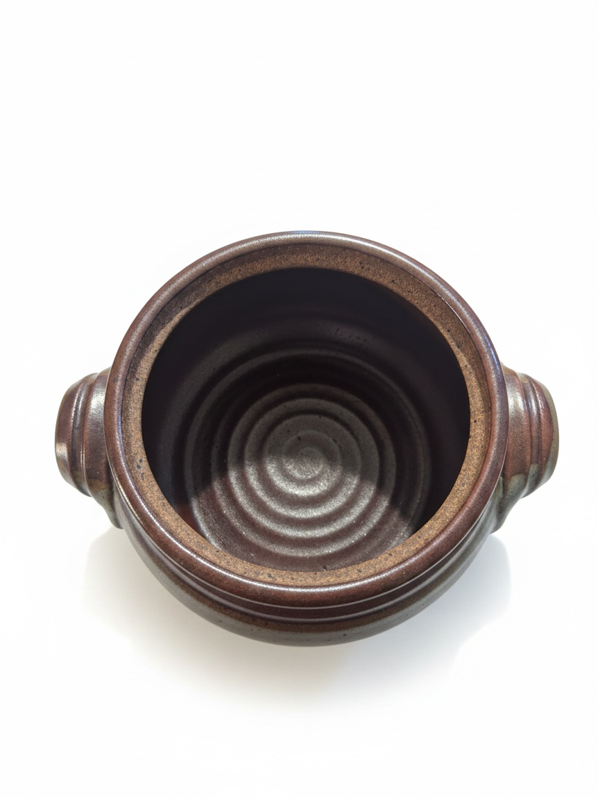 Handcrafted Artisan Stoneware Clay Lidded Casserole Soup Pot