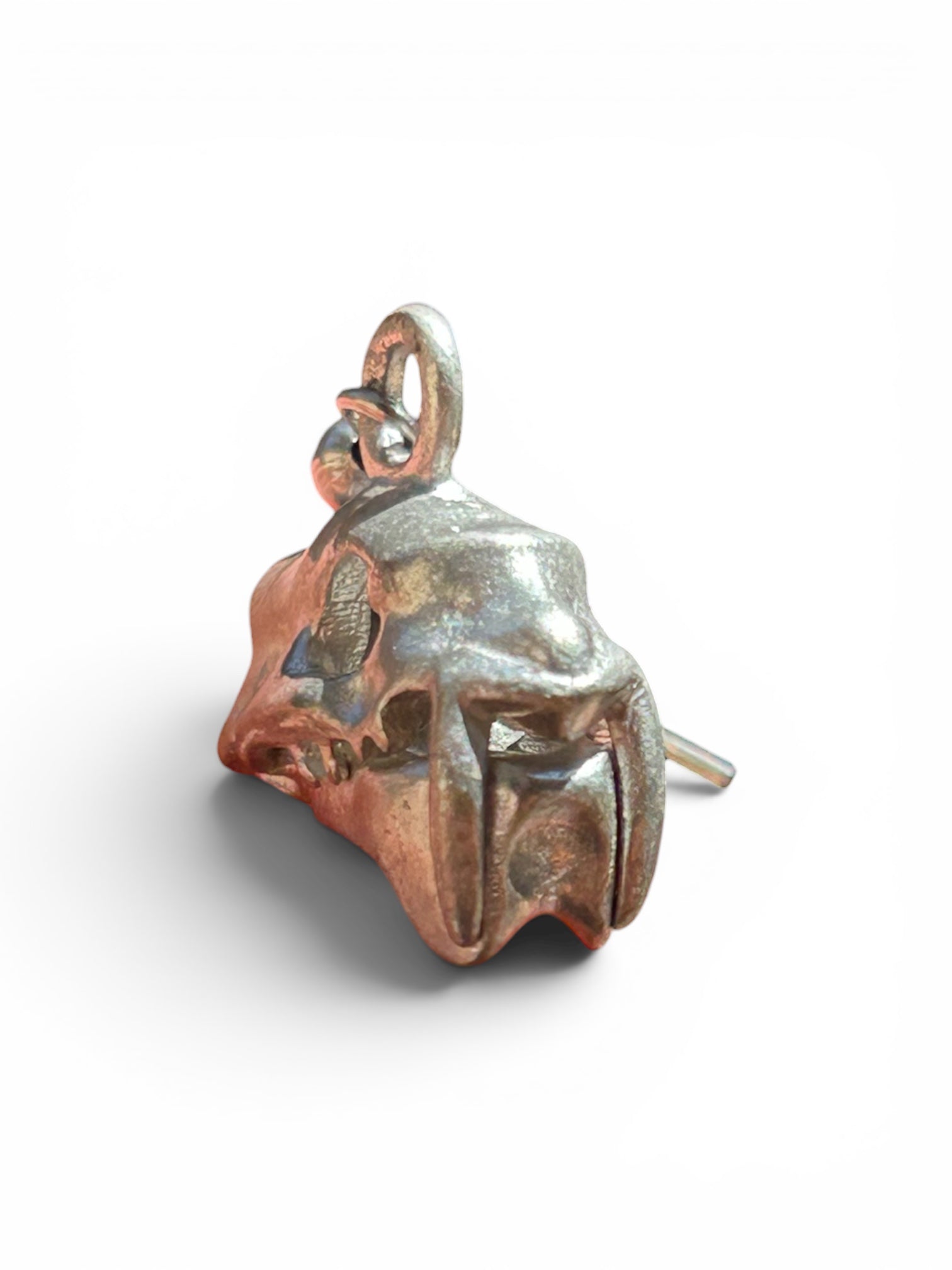 Sabertooth Tiger Skull Dangle Earrings — White Bronze & Sterling Silver | Paleontological Art Jewelry