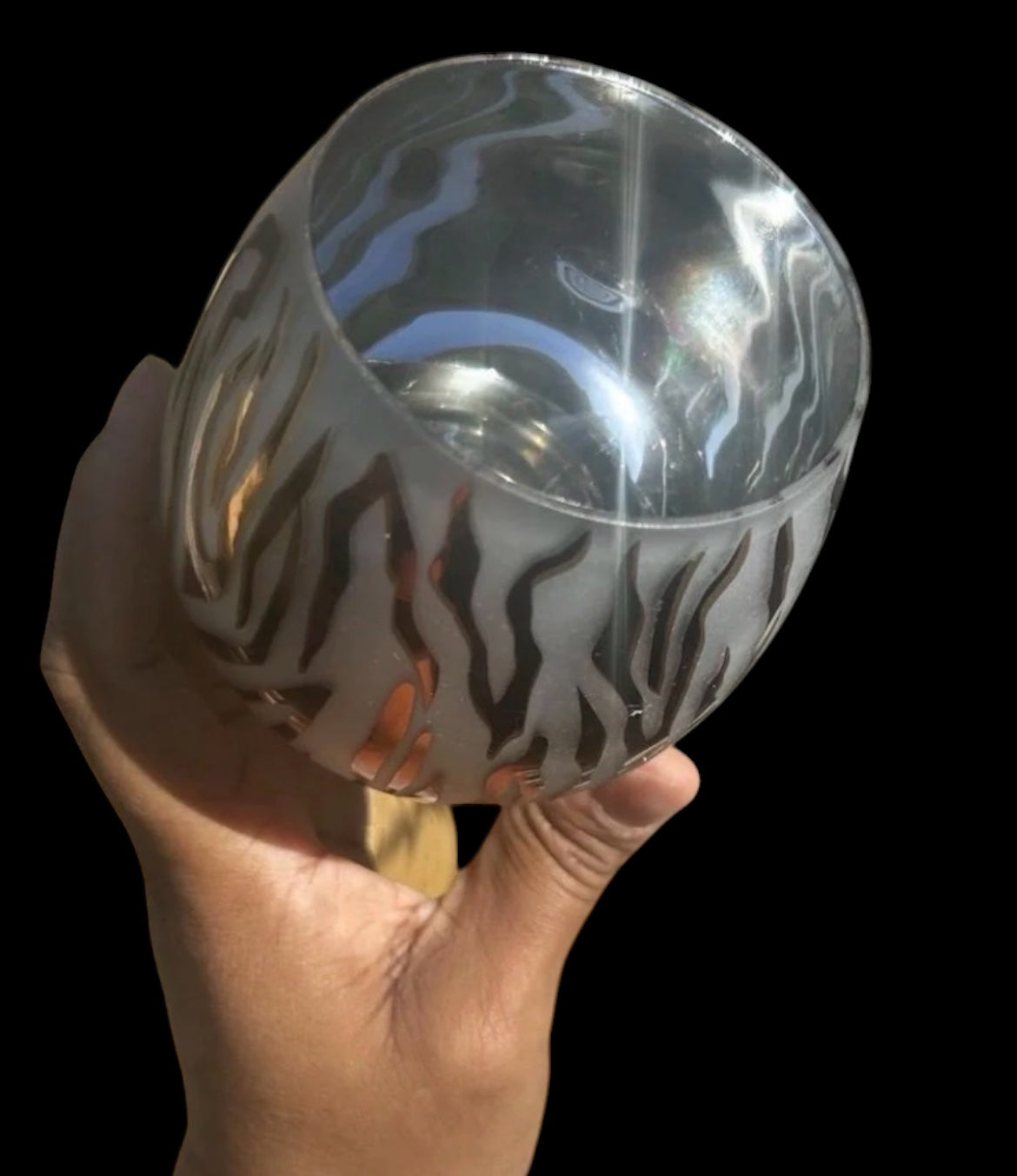 Pier 1 Imports Zebra Balloon Wine Glass, Amber Stemware, Hand-Blown Safari Chic