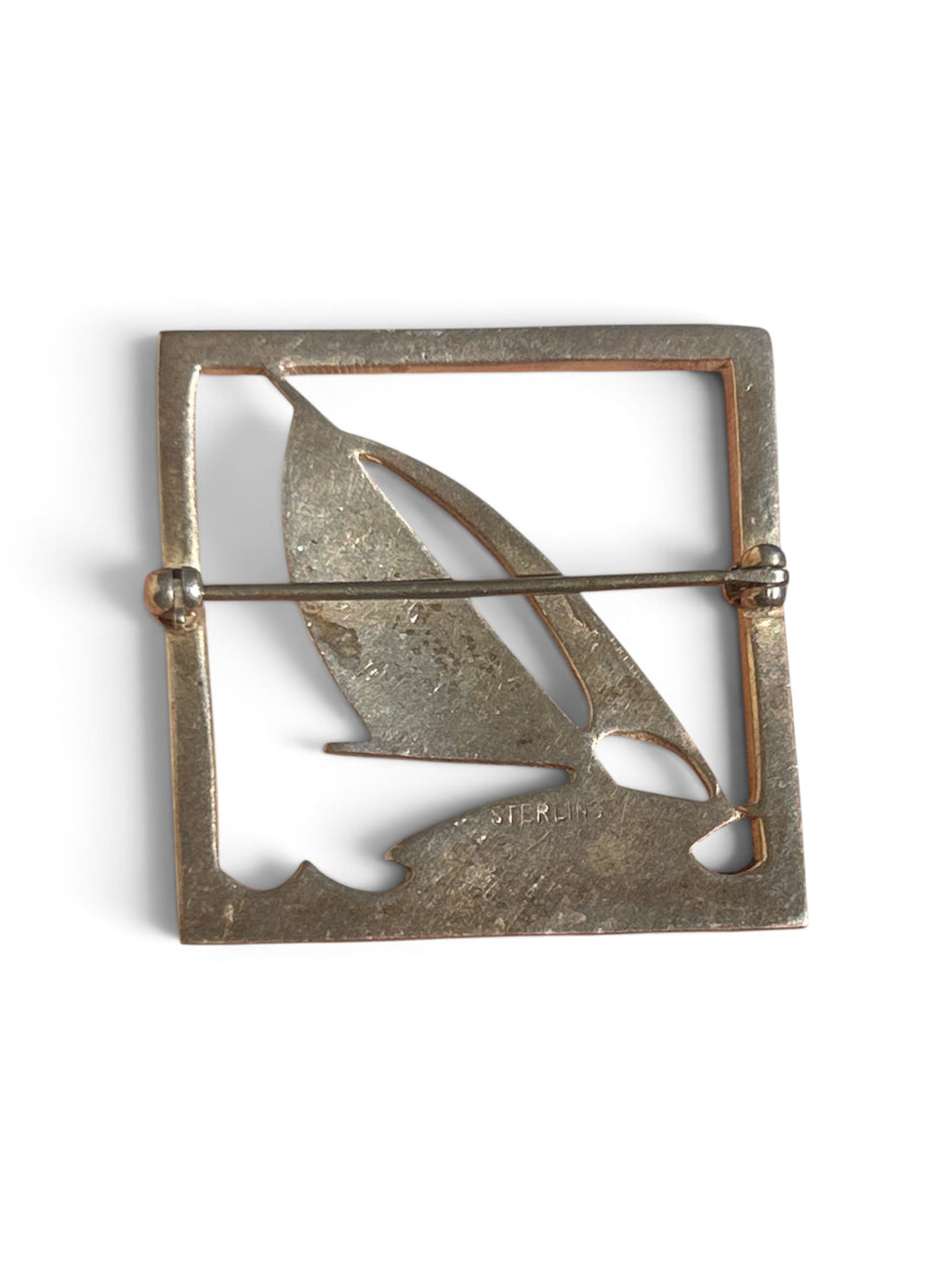 Vintage Sterling Silver Sailboat Brooch Pin - Midcentury
