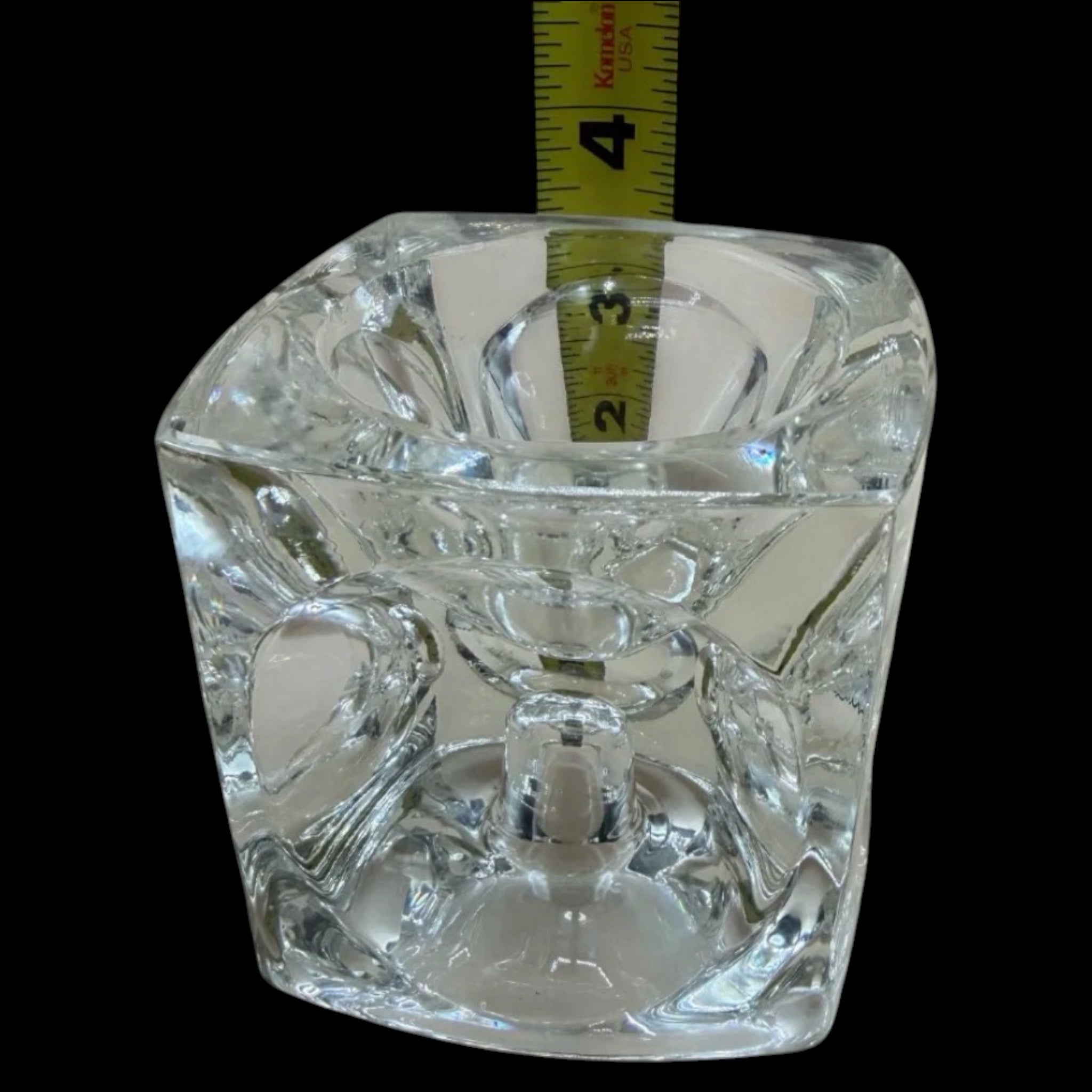Rudolf Jurnikl "Ice Cube" Art Glass Candle Holder | Sklo Union, Czechoslovakia, 1960s