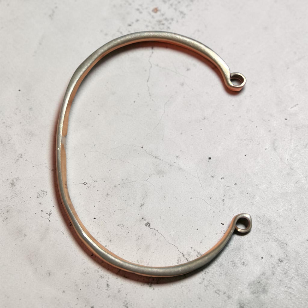 Vintage Far Fetched "Amore" Hand-Stamped Sterling Silver Two-Tone Cuff Bracelet