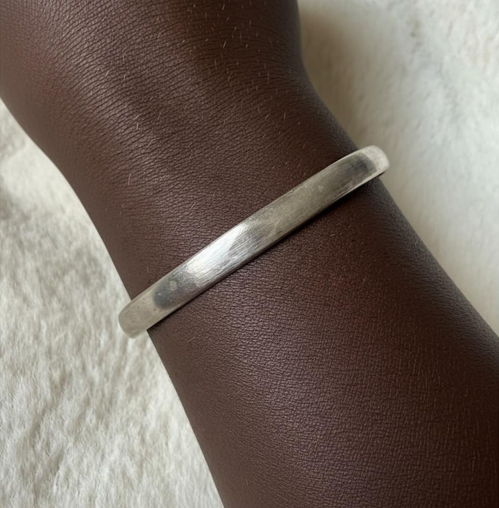 Vintage Taxco Silver Domed Bangle • Mid-Century Minimalist • Circa 1950s