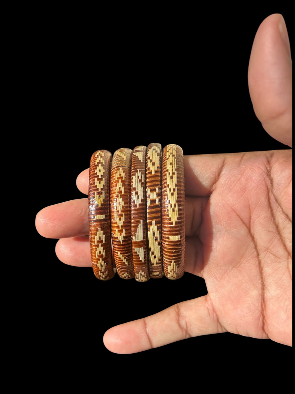 Vintage Lahu Tribal Bangle Bracelets Handwoven Rattan Cane Boho Ethnic Stack