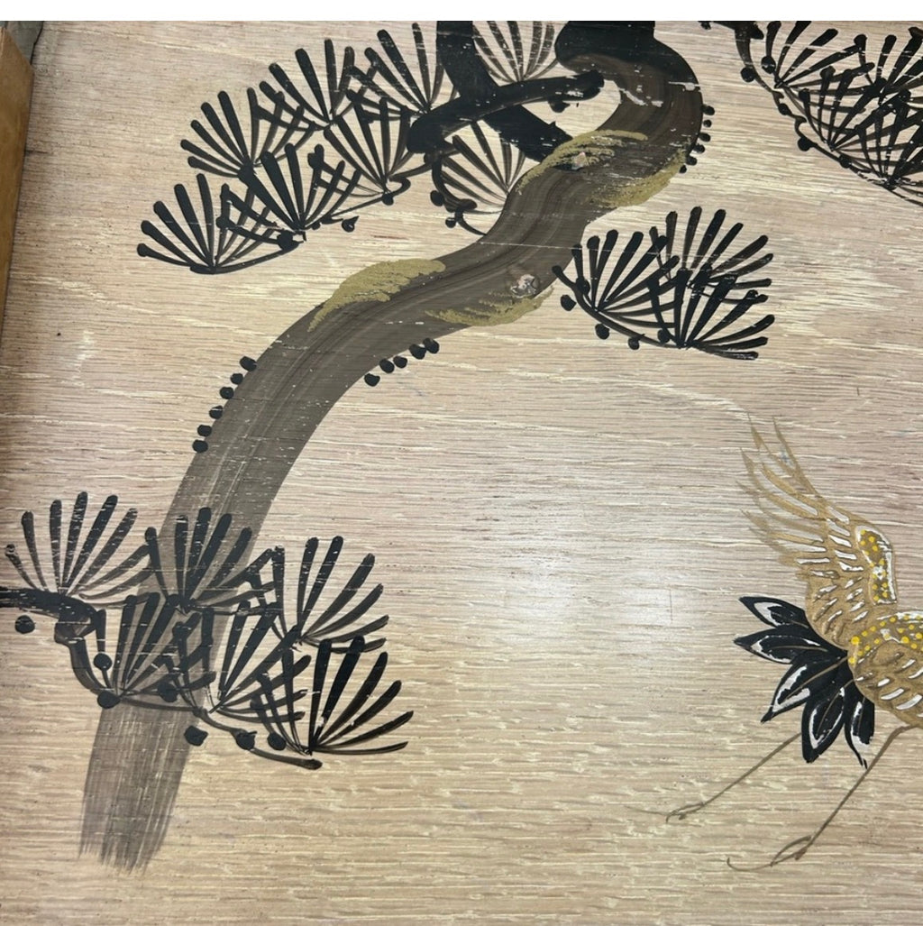 Vintage Japanese Hand Painted serving tray with cranes
