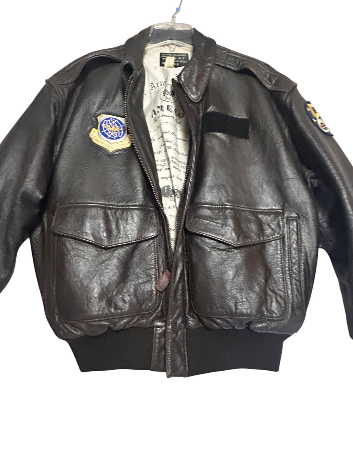 Vintage Ameco Type A-2 Leather Flight Jacket — Osan AFB Korea