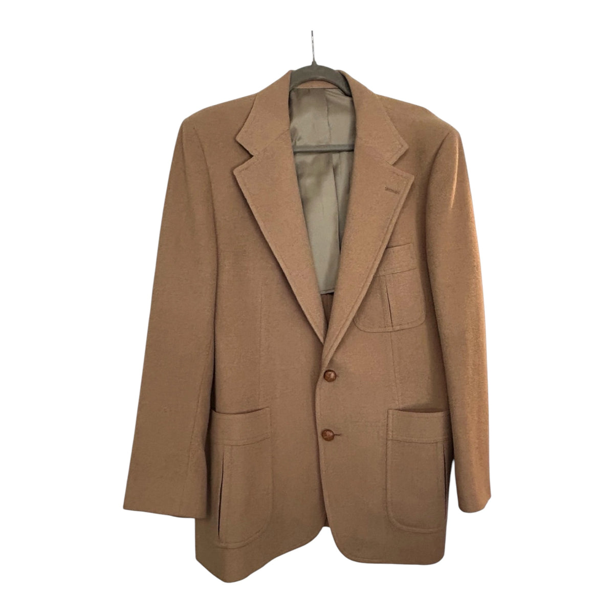 Vintage 1970s Stanley Blacker Men's Camel Hair Blazer Jacket 42R | Leather Knot Buttons