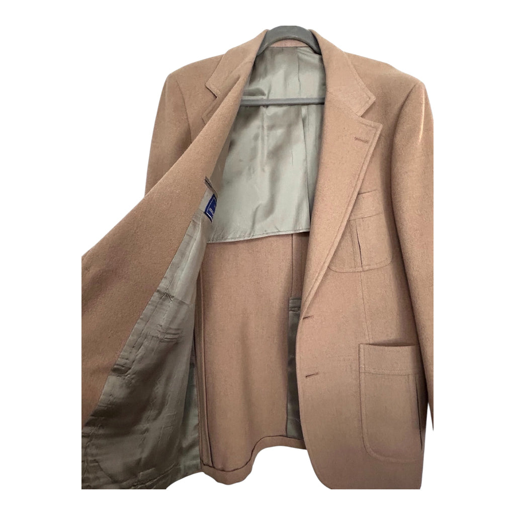Vintage 1970s Stanley Blacker Men's Camel Hair Blazer Jacket 42R | Leather Knot Buttons