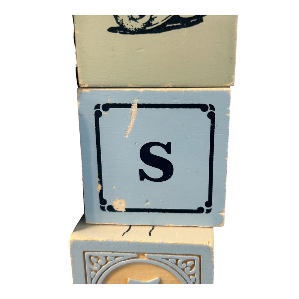 Vintage Embossed Wooden Alphabet & Number Blocks Set (36 Pieces)