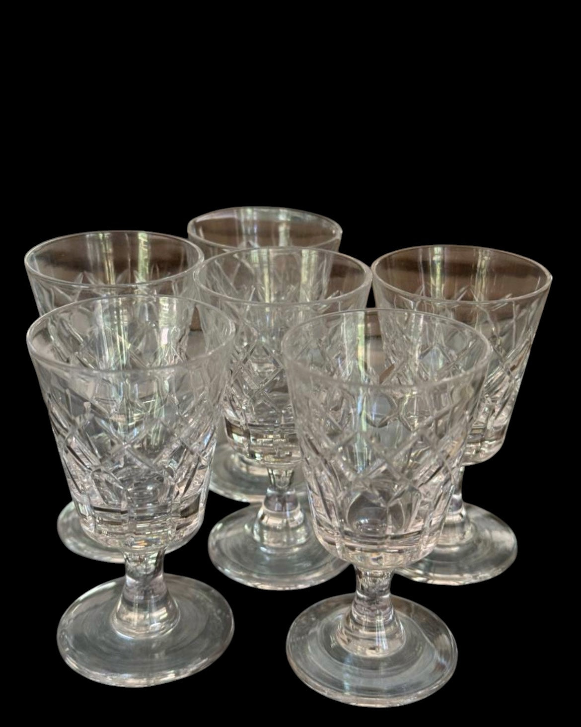 Tudor Crystal Holbein Cordial Glasses — Set of 6 | Vintage English Barware