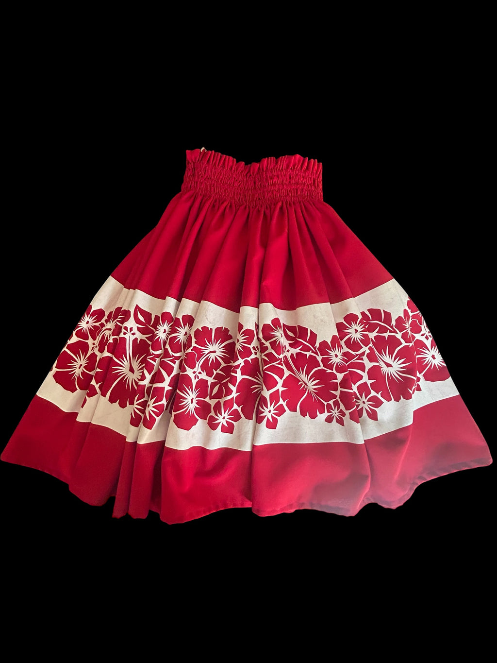 Vintage Lined Red Floral Pa’u Hula Skirt  | 28" Waist