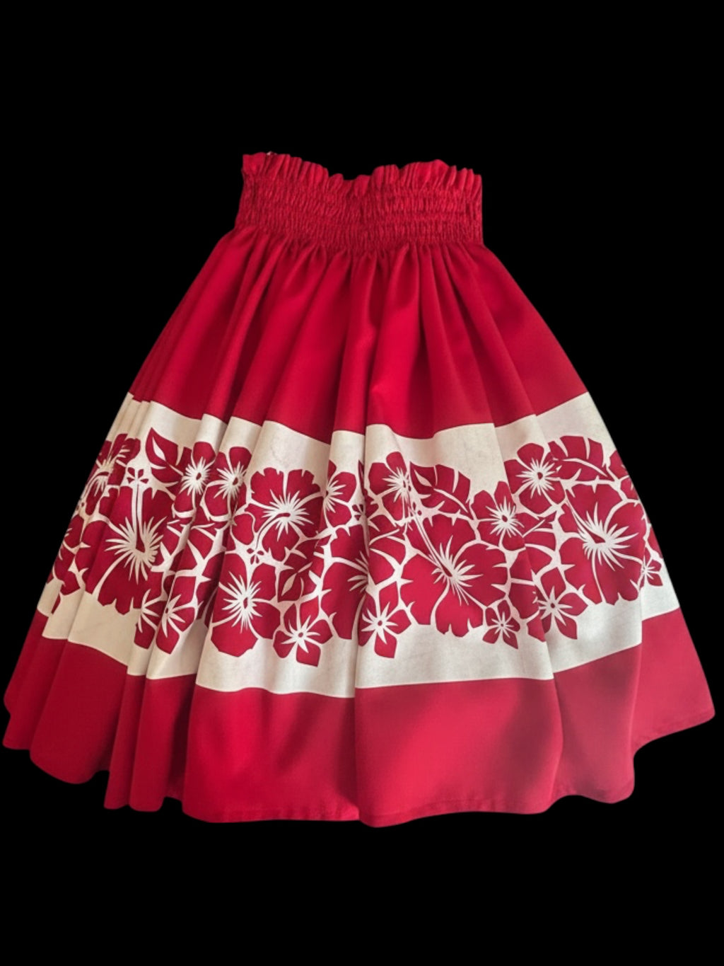 Vintage Lined Red Floral Pa’u Hula Skirt  | 28" Waist