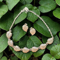 Vtg GERMANY Silver Leaf Necklace Earrings Set Mid Century Textured Choker Demi Parure 17”