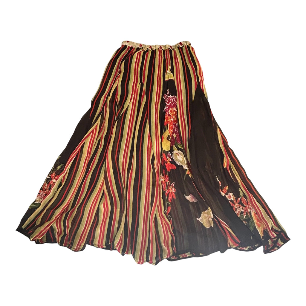 Anu by Natural — Pleated Mixed Media Maxi Skirt