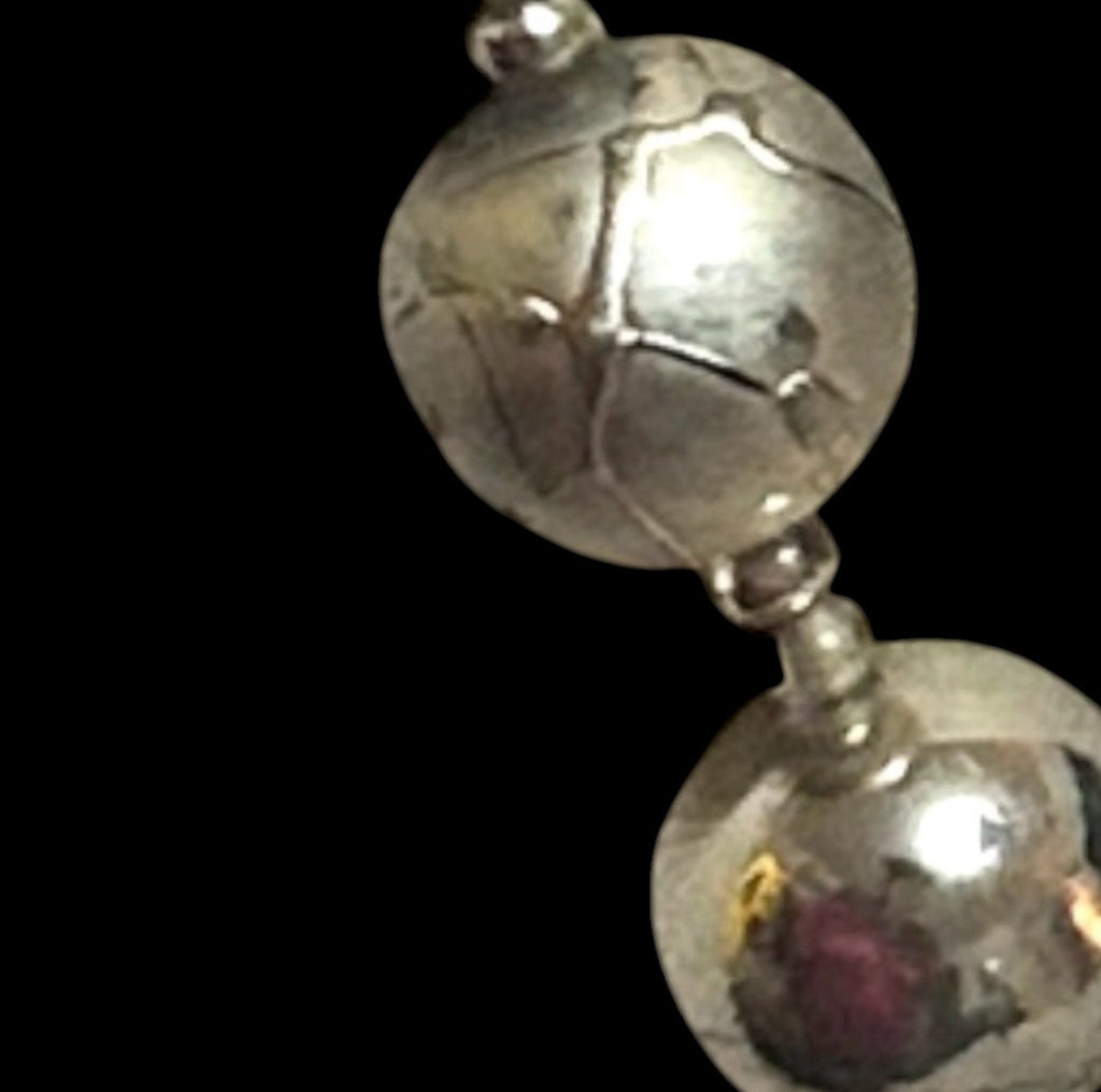 Vintage Mid-Century Japanese "Silver Splash" Lucite Bead Necklace — Atomic Era Costume Jewelry