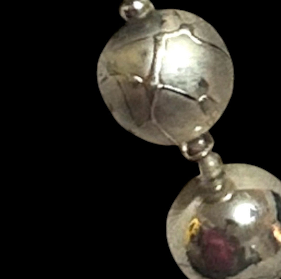 Vintage Mid-Century Japanese "Silver Splash" Lucite Bead Necklace — Atomic Era Costume Jewelry
