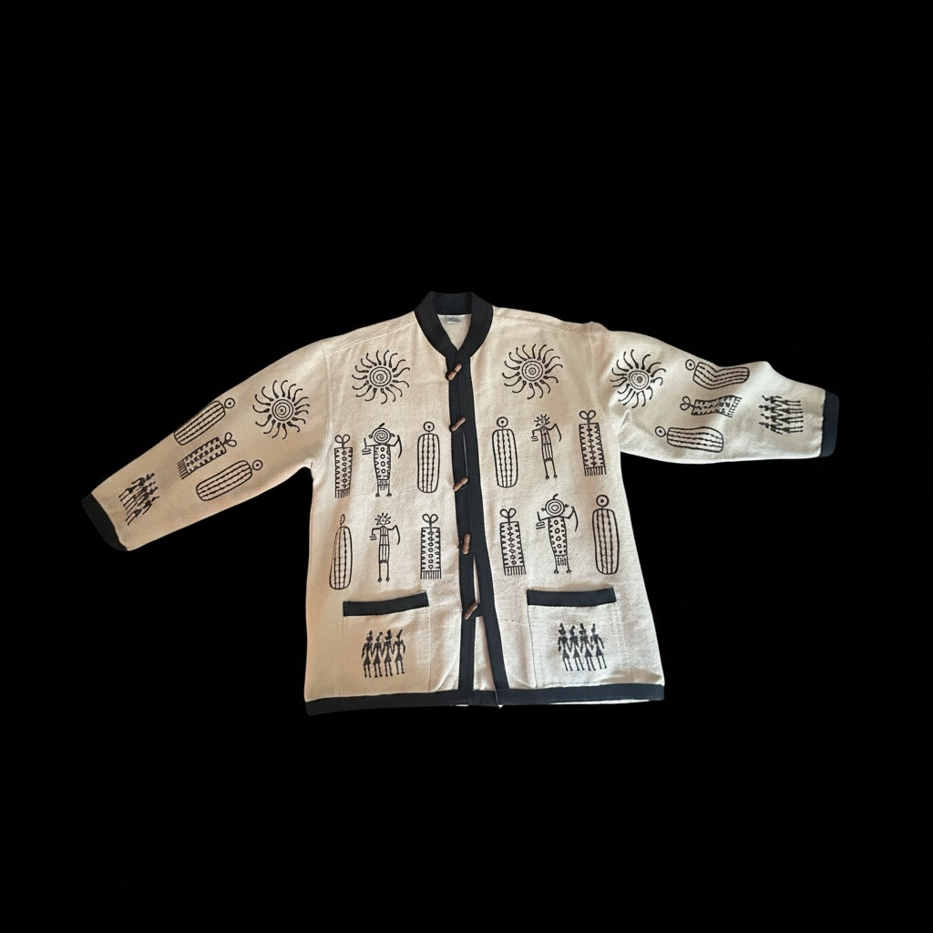 Vintage Venus Imports Petroglyph Cotton Block-Print Jacket M