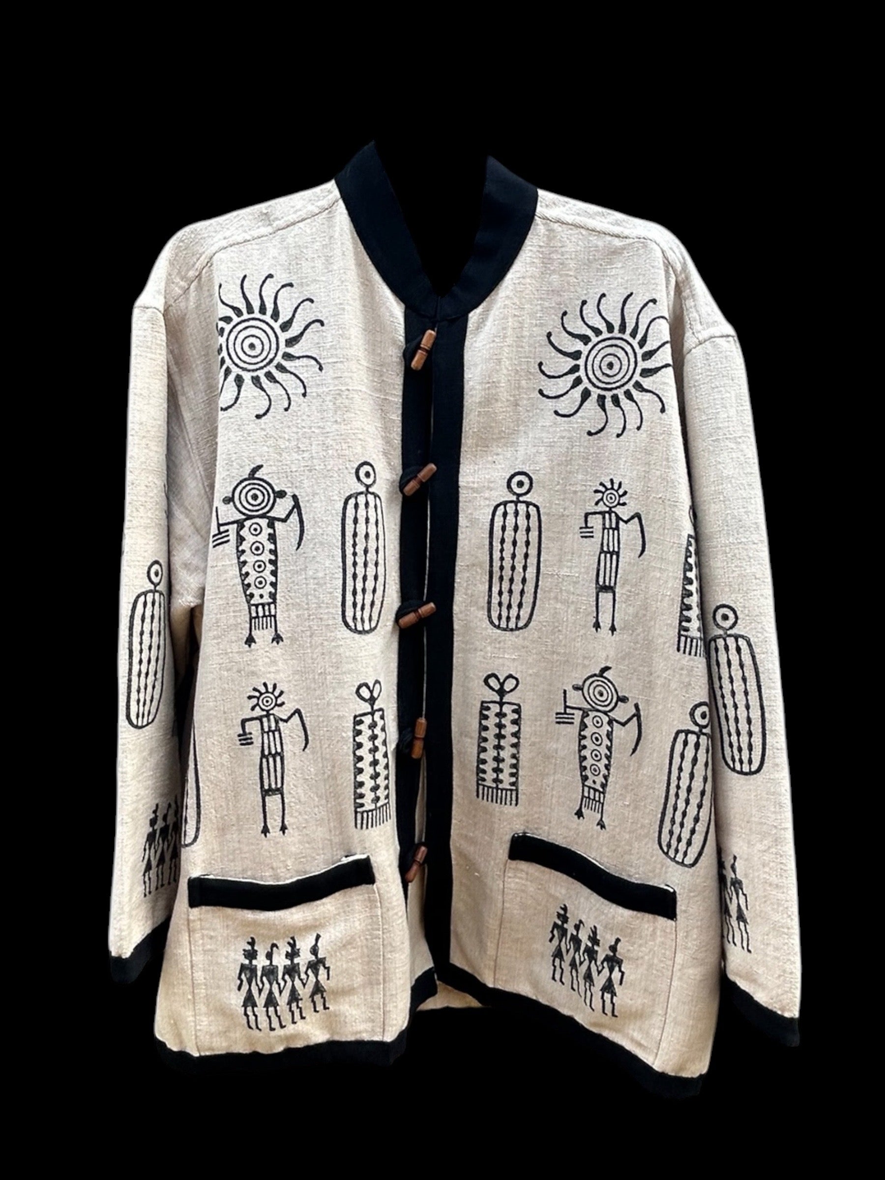 Vintage Venus Imports Petroglyph Cotton Block-Print Jacket M