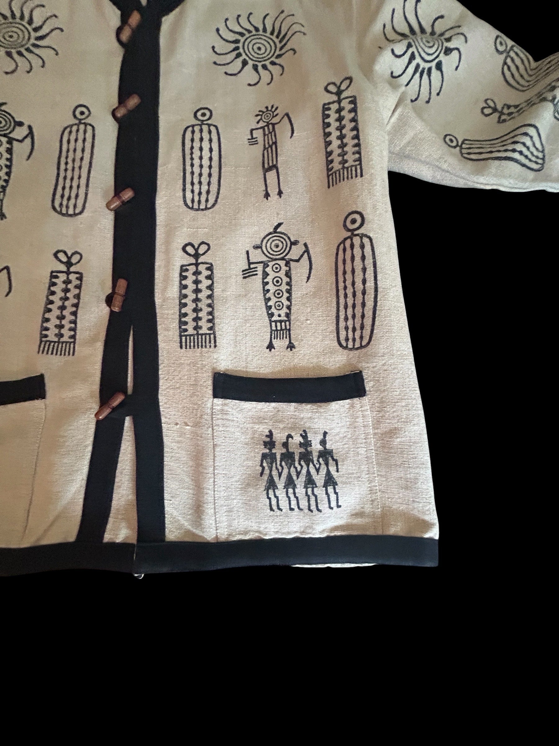 Vintage Venus Imports Petroglyph Cotton Block-Print Jacket M