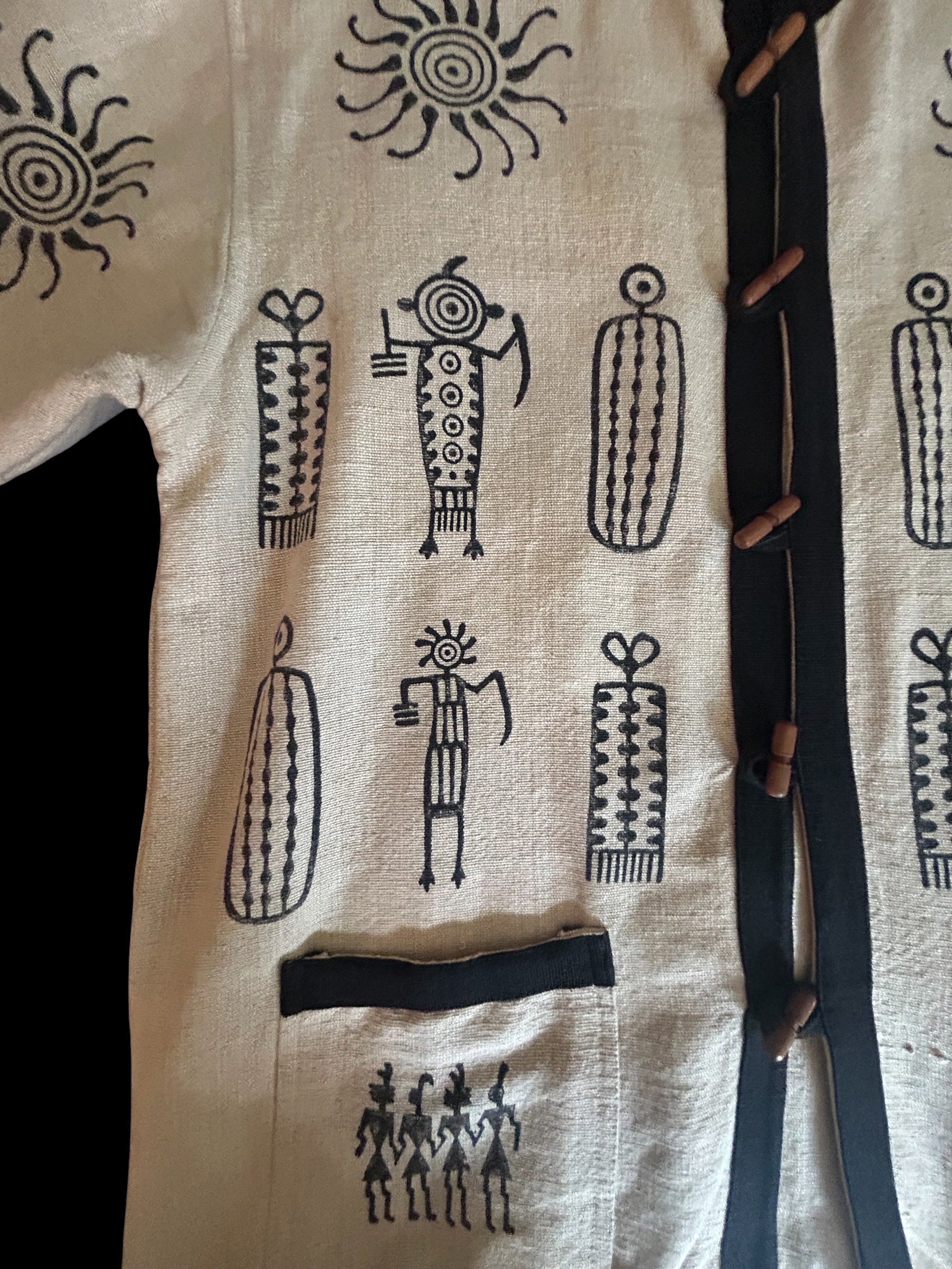 Vintage Venus Imports Petroglyph Cotton Block-Print Jacket M