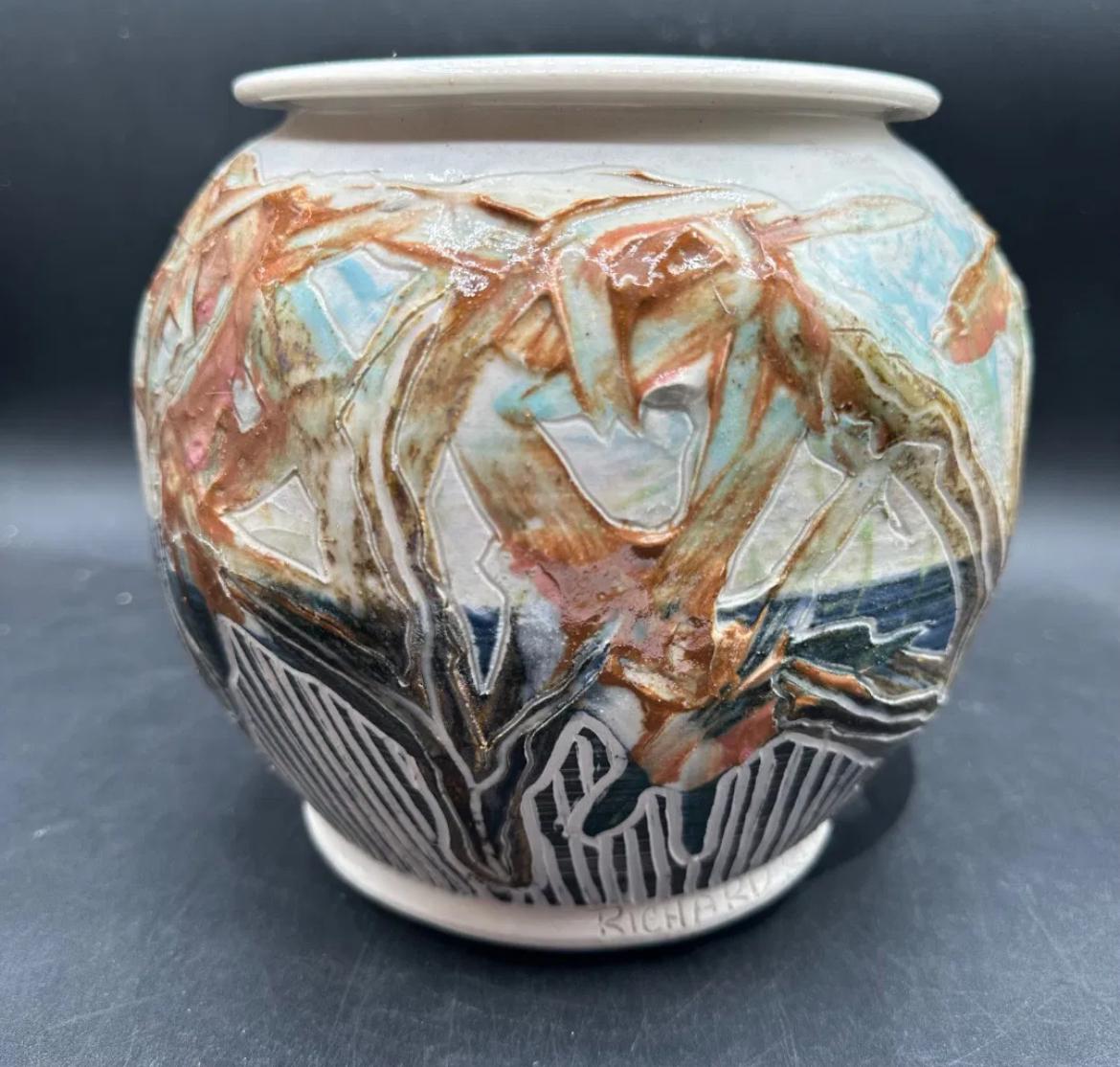 Richard Rowe Unique Vase Signed Studio Art Pottery Ceramic
