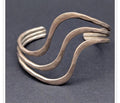 Vintage GERALD STINN Modernist STERLING Silver Triple Wave Cuff Bracelet 23.6g