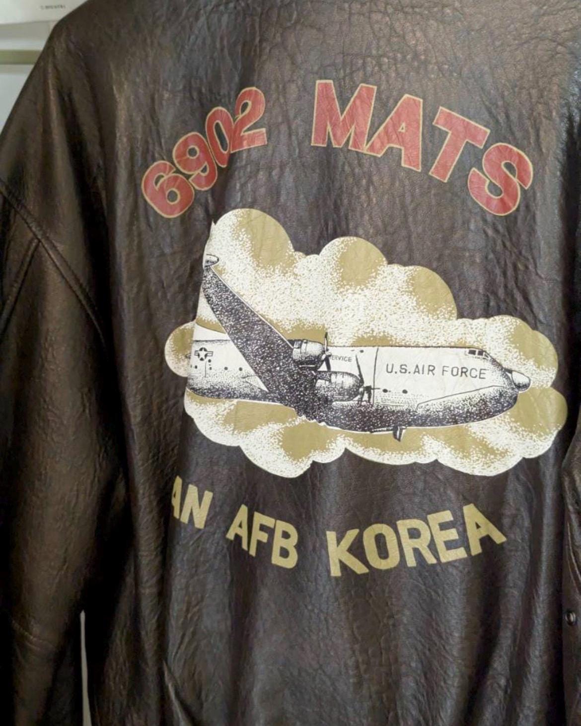 Vintage Ameco Type A-2 Leather Flight Jacket Medium Osan AFB Korea Souvenir