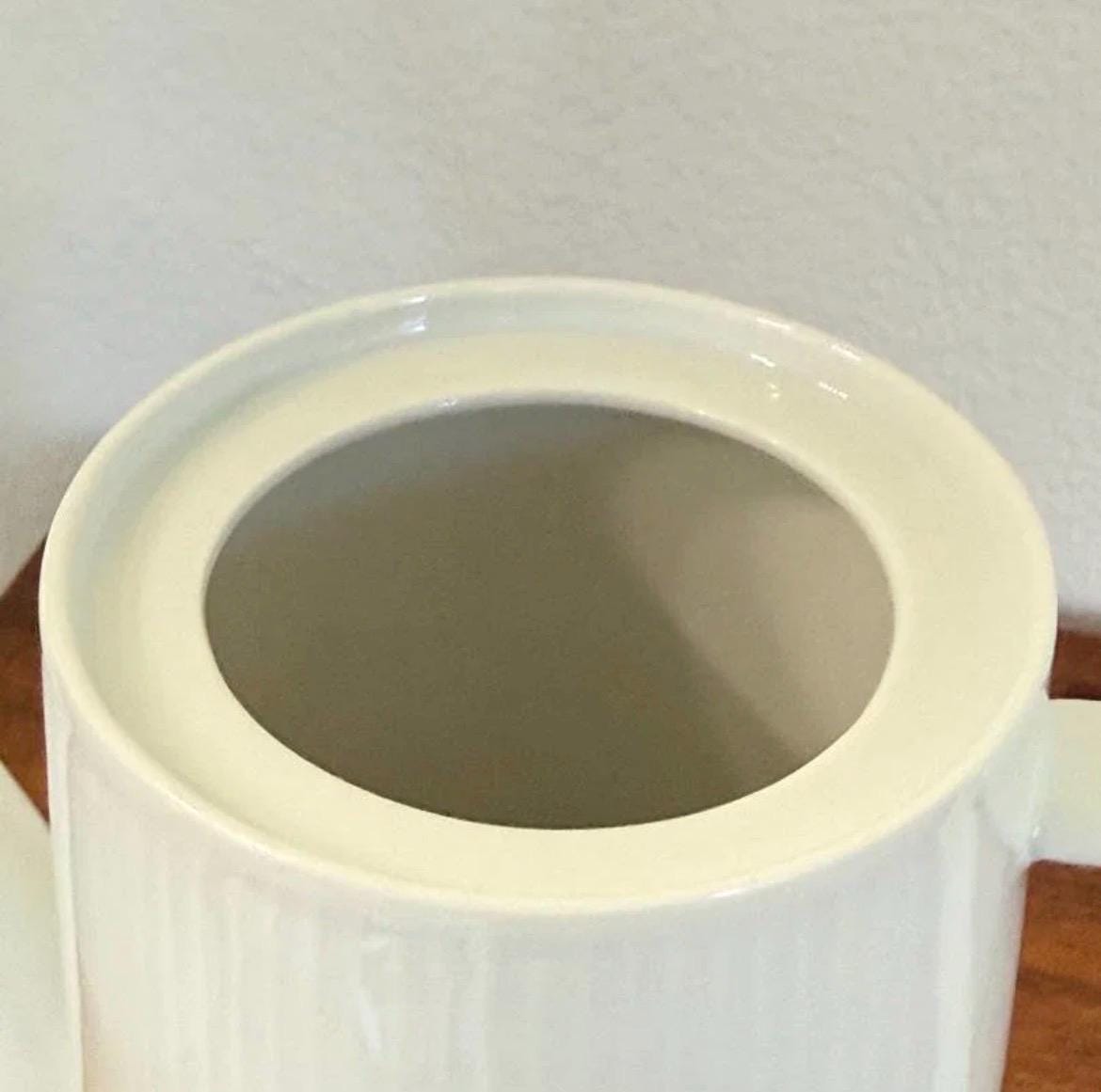 Vintage Seltmann Weiden Bavaria Coffee Pot, Monika White Ribbed Porcelain Teapot, Mid Century Modern German Dinnerware, 9 Inch MCM