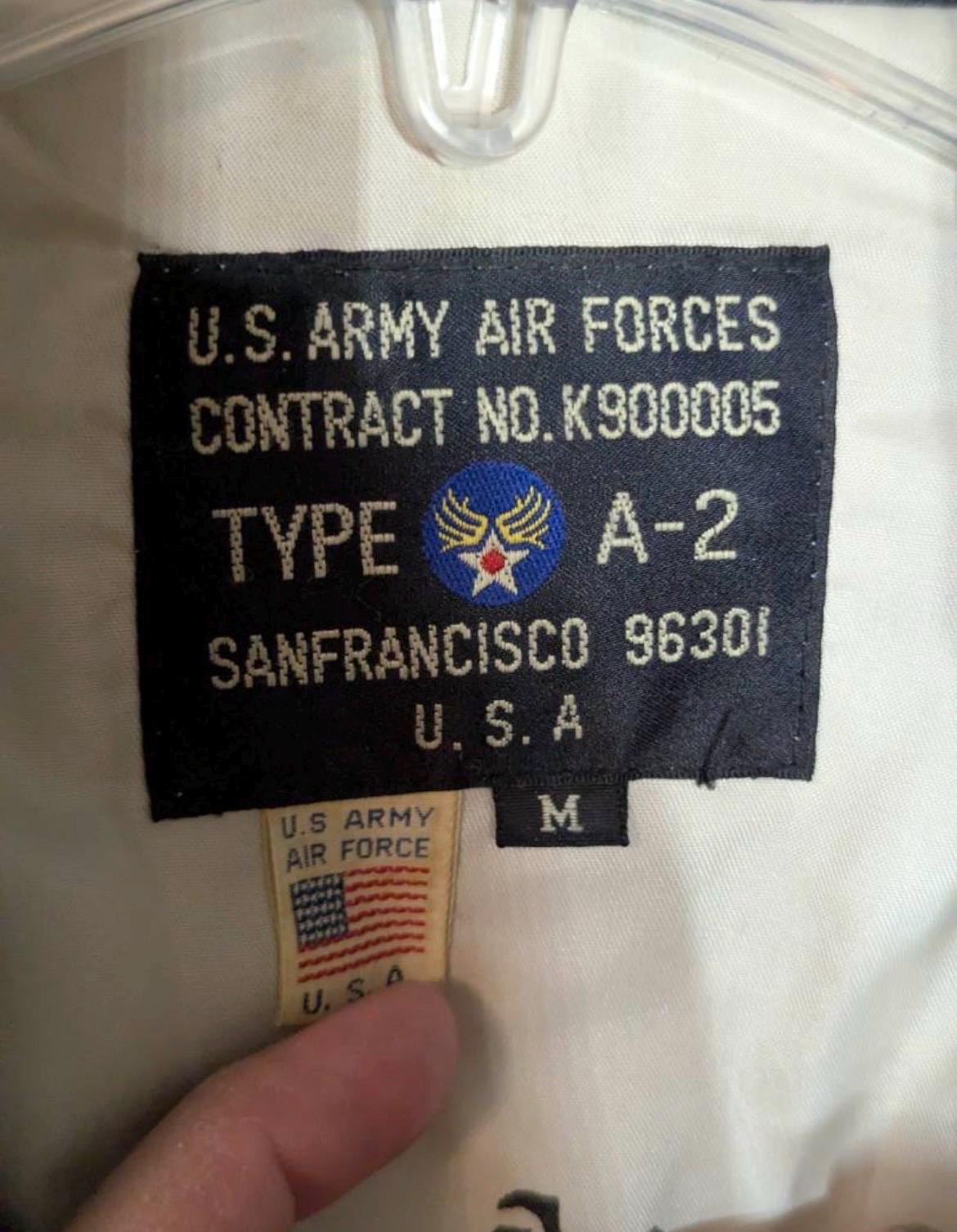 Vintage Ameco Type A-2 Leather Flight Jacket Medium Osan AFB Korea Souvenir