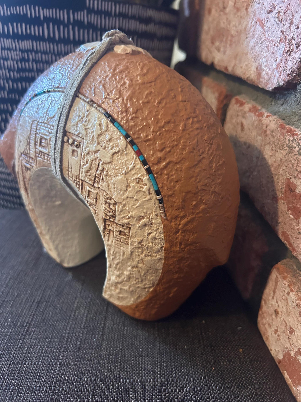 Zuni Fetish-Native American BEAR Heavy Handcrafted Pottery Signed Jobeth Maize