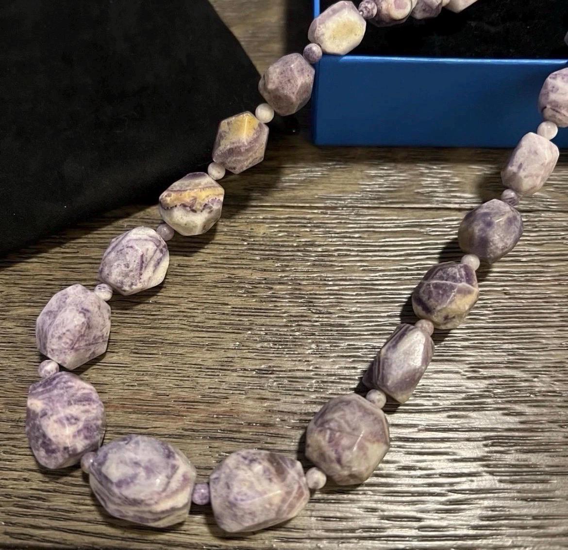 Jay King DTR Chunky Violet Stone Necklace 18" 925 Silver – Original Box & Bag