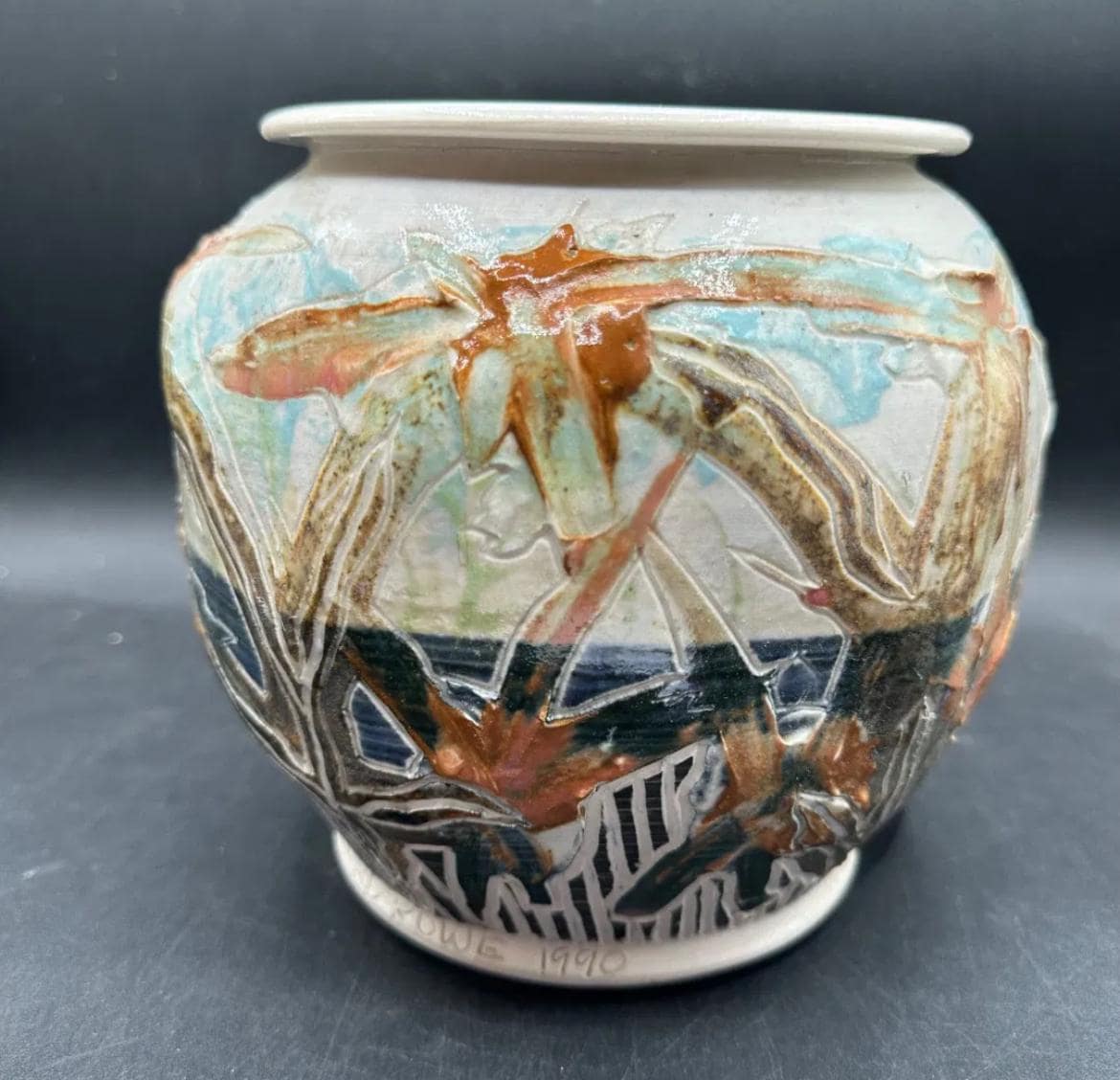 Richard Rowe Unique Vase Signed Studio Art Pottery Ceramic