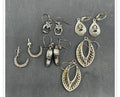 Vintage Sterling Silver Earrings Lot – 5 Pairs, Mixed Styles, 14.5g