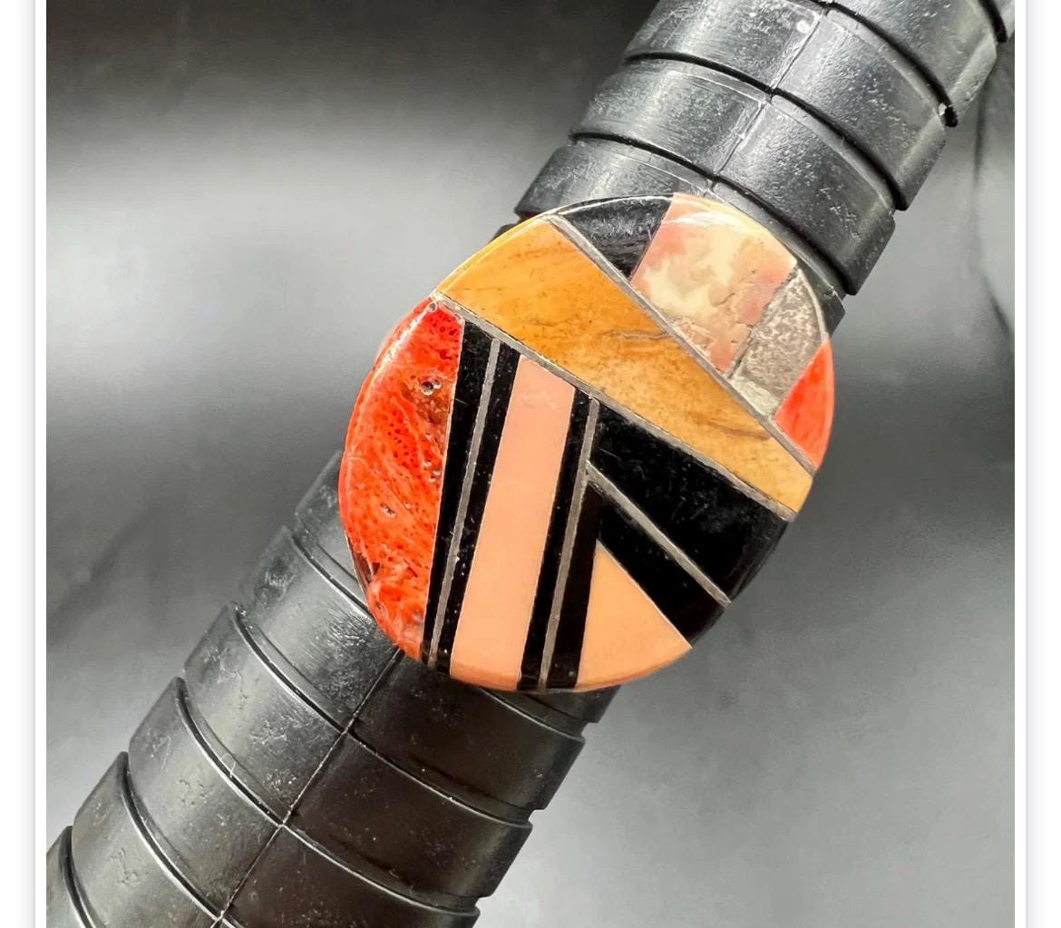 Vintage Ronald James Henry Sterling Silver Inlay Ring - Size 9