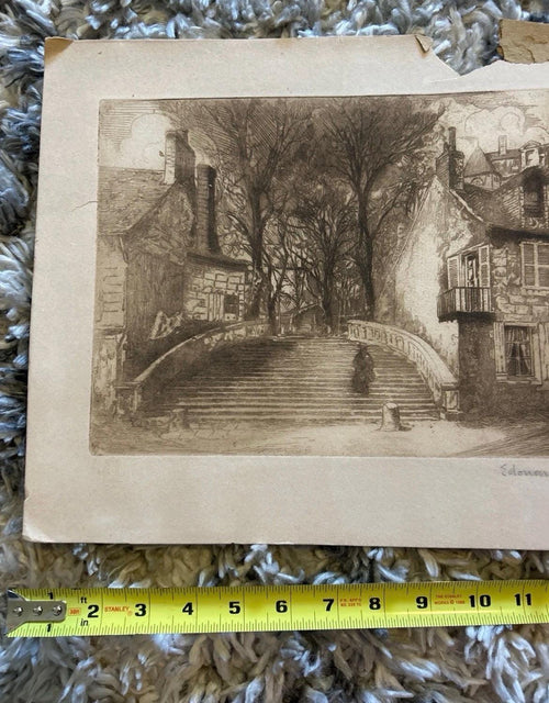 Edouard-Henri Leon Original Etching 1921 Signed French Cityscape Street Scene