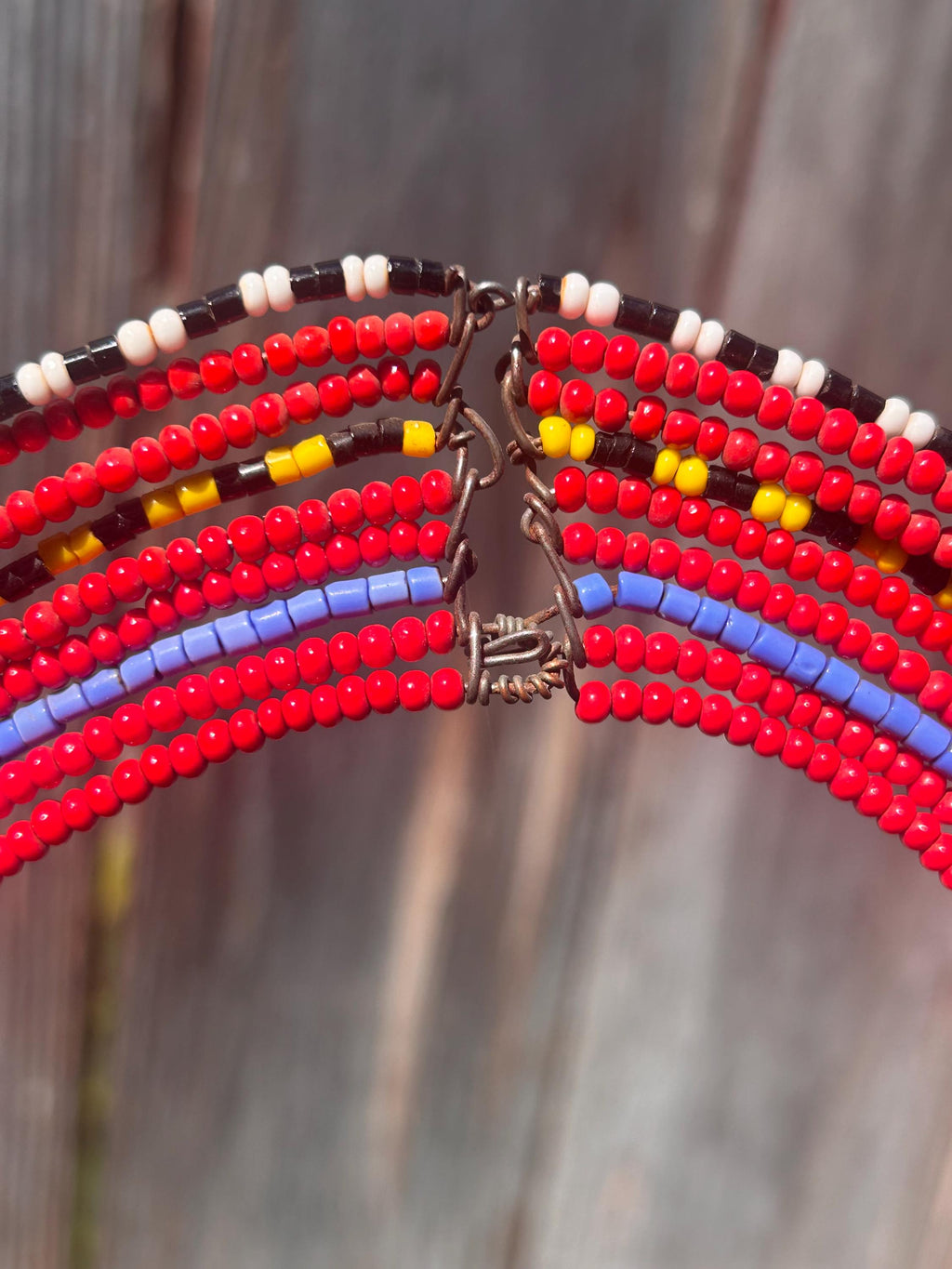 Vintage African Maasai Beaded Collar Necklace MCM Estate Tribal Art 1970s