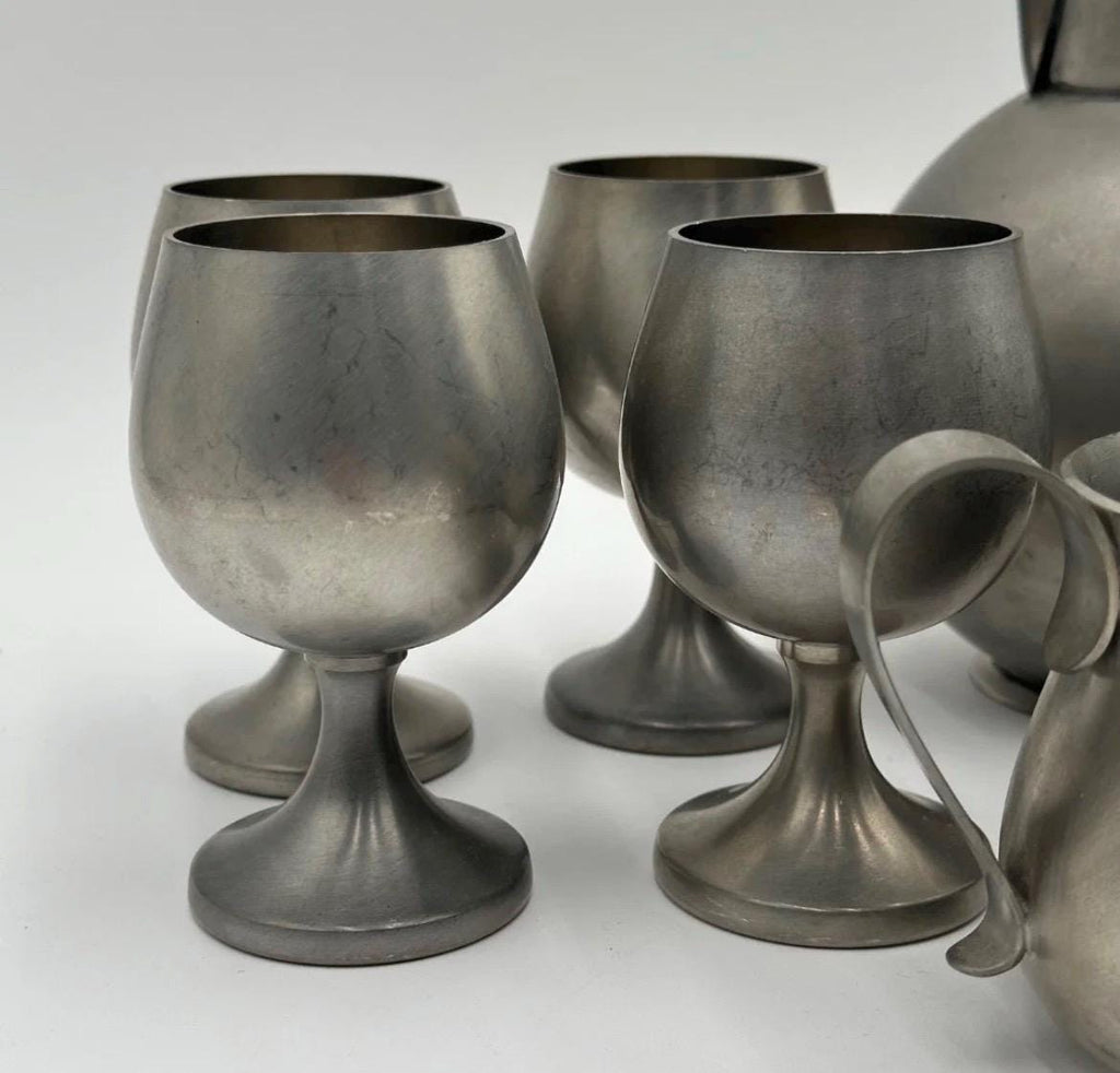 Vintage 8-Piece Pewter Wallace, Norway Pewter, Service- Signed Arne Haugrud