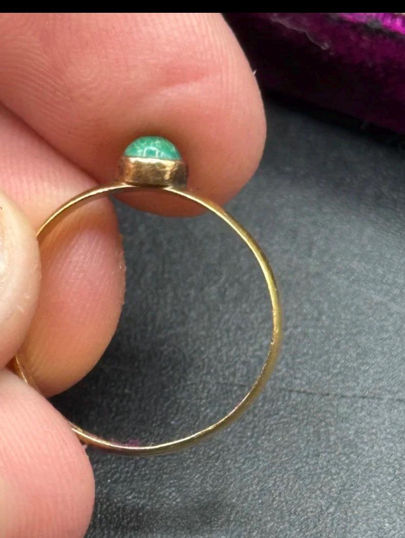 Antique Victorian 22k Gold Ring Birmingham Turquoise Alabaster & Wilson