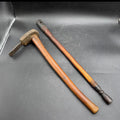 Vintage Benin African Wood Carving Tools - MCM Hand Adze & Carved Mallet Set