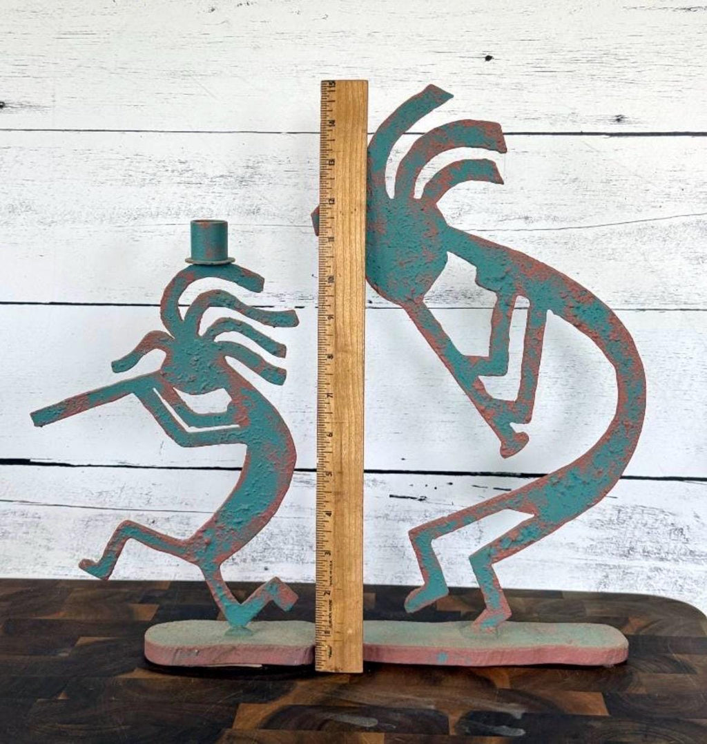 Vintage Kokopelli Metal Candlestick Holder Sculpture Signed 1991 Southwest 15"