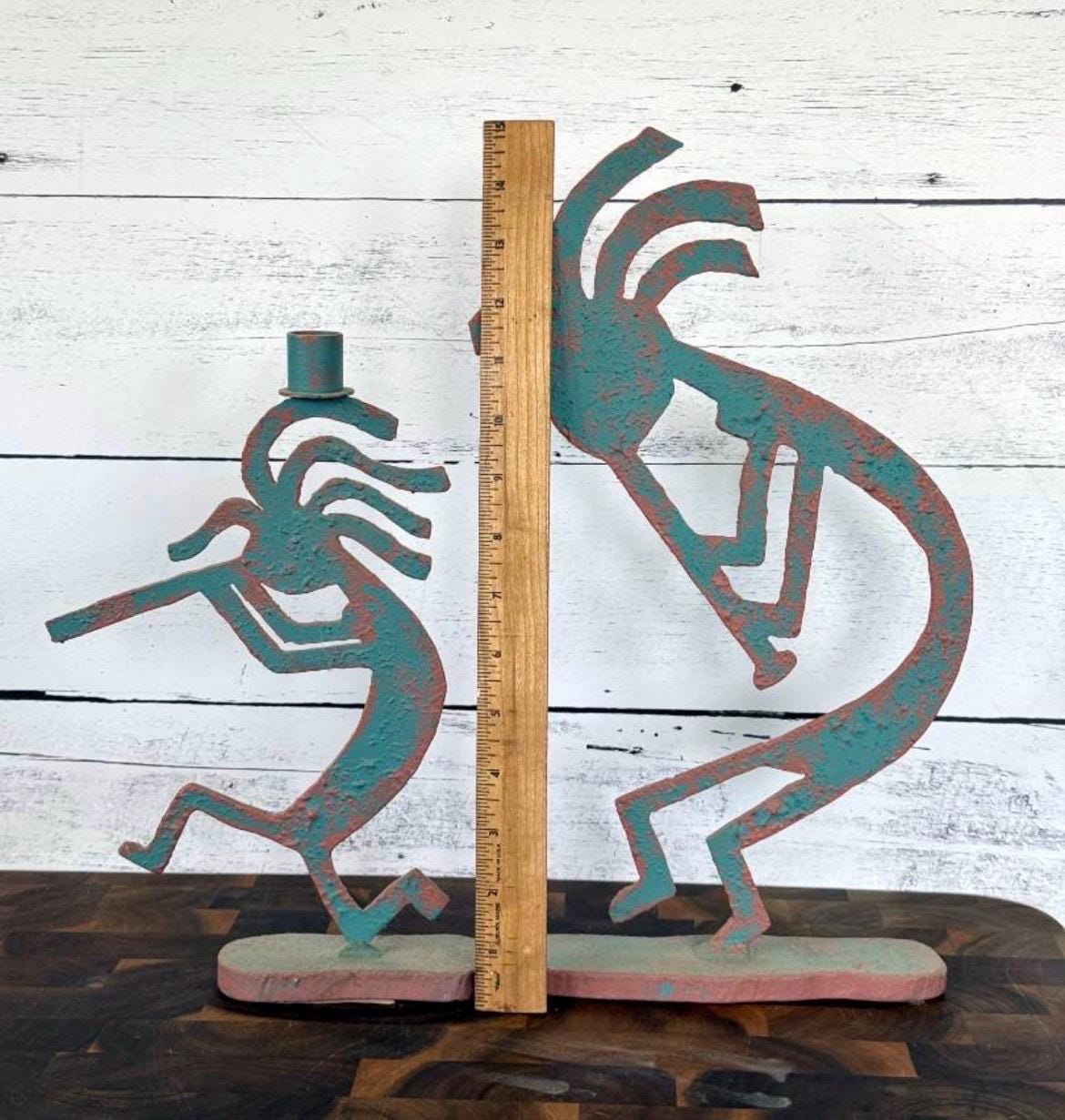 Vintage Kokopelli Metal Candlestick Holder Sculpture Signed 1991 Southwest 15"