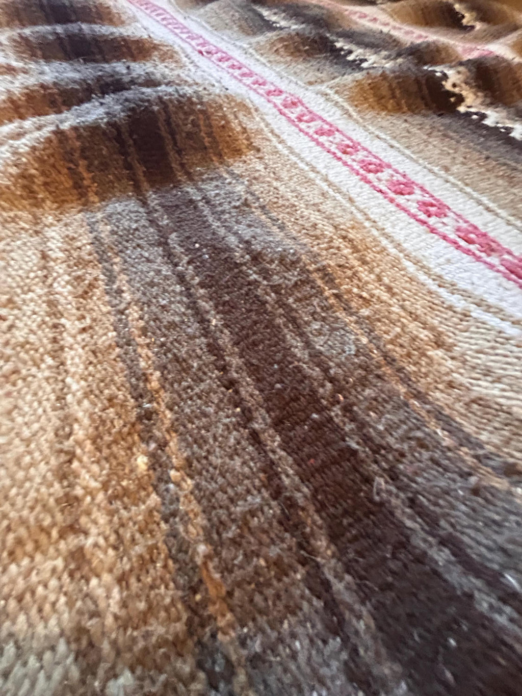 Vintage Handwoven Wool Blanket – Earth Tone Southwestern Serape Rug
