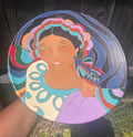 Huge 16" Vintage Studio Pottery Charger Plate Hand Painted Woman Portrait Signed