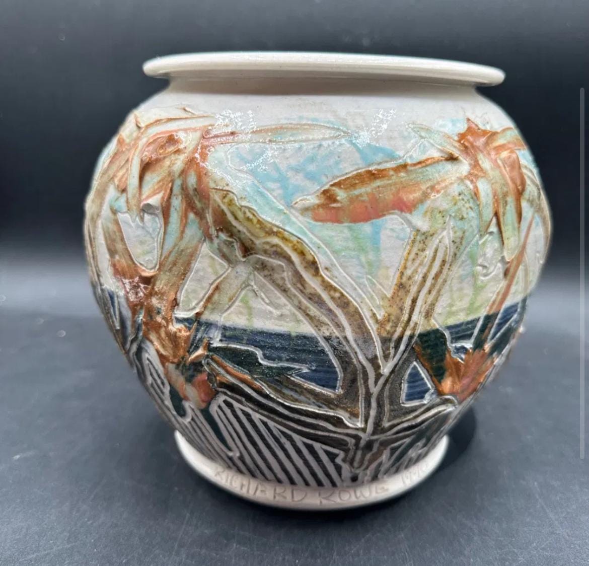 Richard Rowe Unique Vase Signed Studio Art Pottery Ceramic